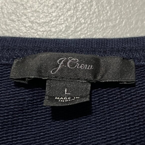 J Crew Womens Eyelet Hem Sweatshirt Sz L Navy Blue French Terry Soft Girl Comfy - Picture 5 of 7